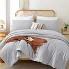 Silver Duvet Cover Set – Plain Dyed Soft Bedding with Shams All Sizes