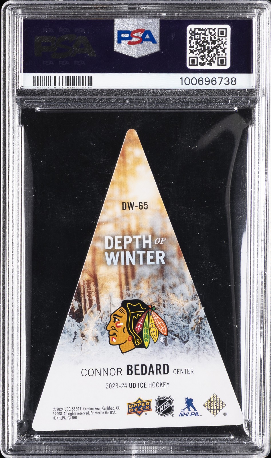 2023 UD ICE DEPTH OF WINTER #DW65 CONNOR BEDARD ROOKIE RC PSA 10 view 2