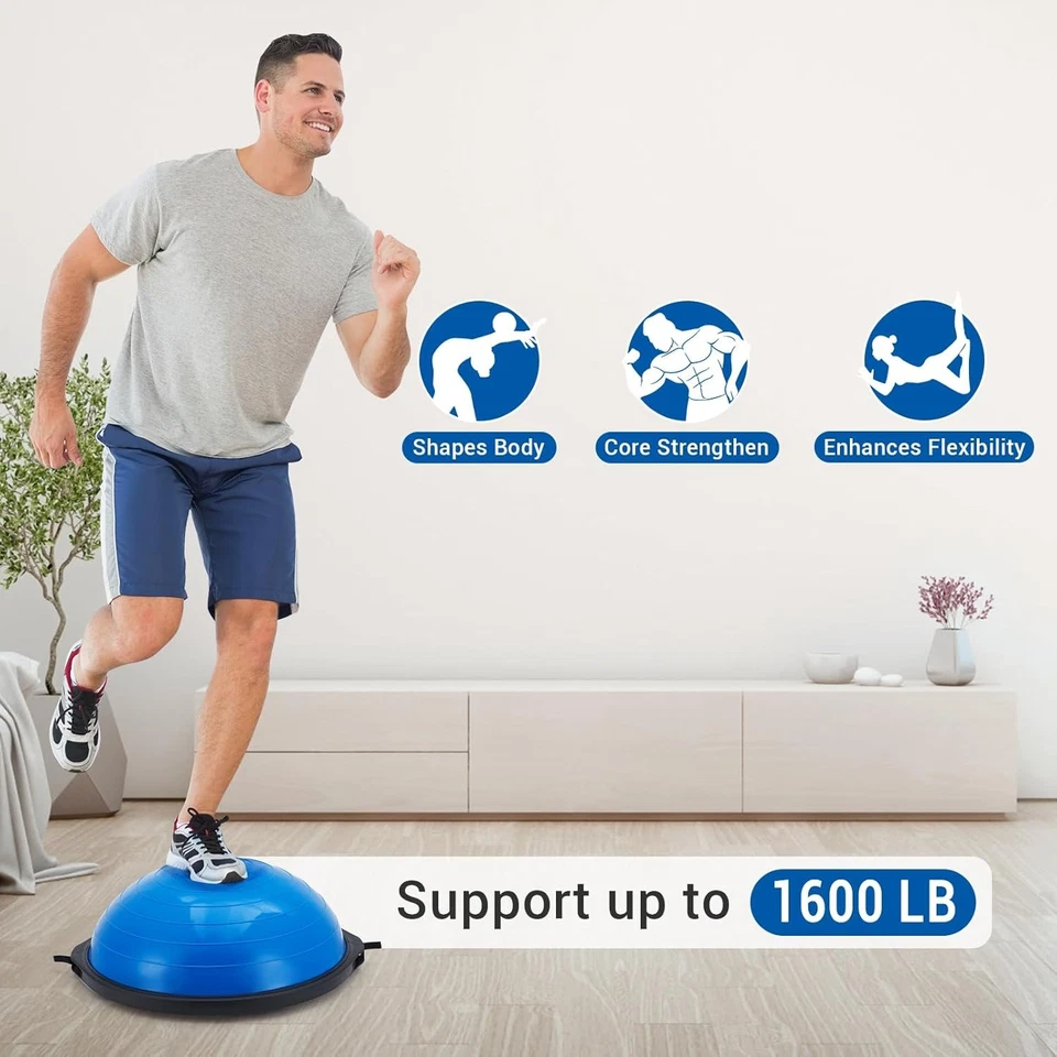Pelota de equilibrio de 25 pulgadas, media pelota de ejercicio de 1600 libras con base antideslizante, Hal inflable Foto 3 de 4