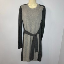 Club Monaco Arnettie Knit Sweater Dress Waist Tie Wool Bland Grey Sz M