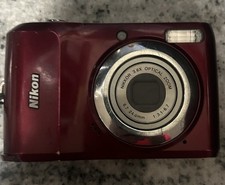 Nikon COOLPIX L20 10MP Digital Camera Deep Red For Parts Broken Screen
