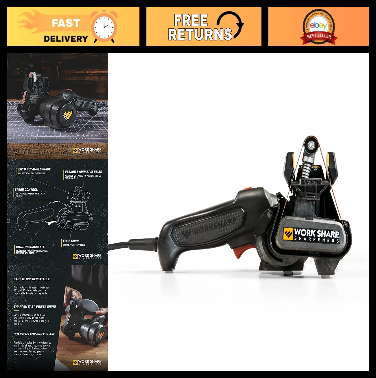 Professional Electric Knife & Tool Sharpener - Adjustable Sharpening System