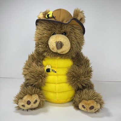 Vintage Honey Bear Beekeeper / Beehive Belly Plush Teddy Bear Approx 11-12 