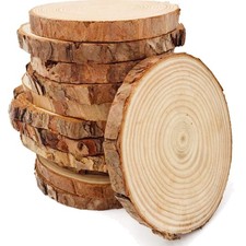 Natural Pine Wood Slices Set for Creative DIY Crafts - Rustic 3.5-4 Inch