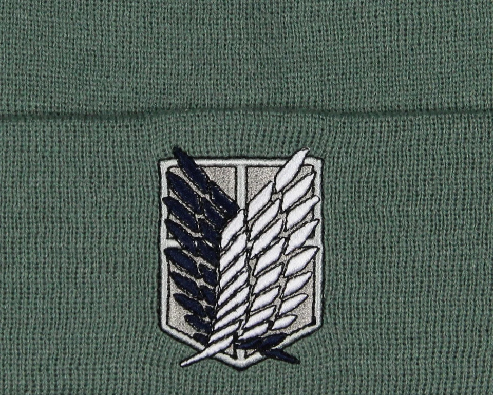 Gorro Attack on Titan masculino regimento escoteiro bordado logotipo design punho dobrável - Imagem 2 de 3