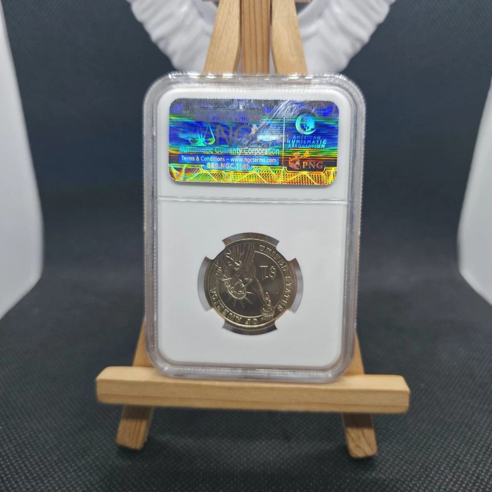 2007 D John Adams Presidential Dollar Coin NGC SMS MS67 SATIN - Image 2 of 2