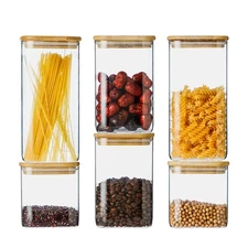 Glass Food Storage Containers with Lids 6 Pack(25oz/37oz/50oz), High Borosili...