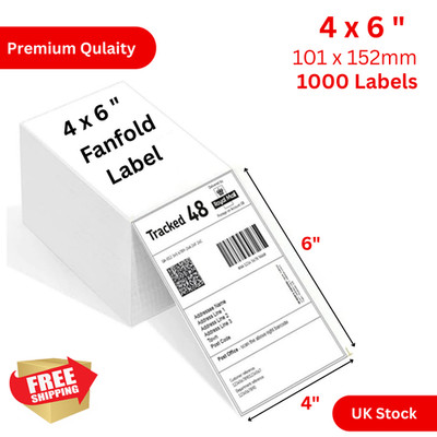 4x6 Fanfold Thermo Etiketten 1000 Stück Kompatibel mit MUNBYN Zebra Drucker Aufkleber