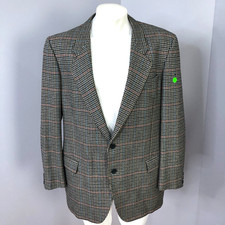 Ermenegildo Zegna Tessuto Houndstooth 44 Wool Sport Coat Beige Black PLS READ