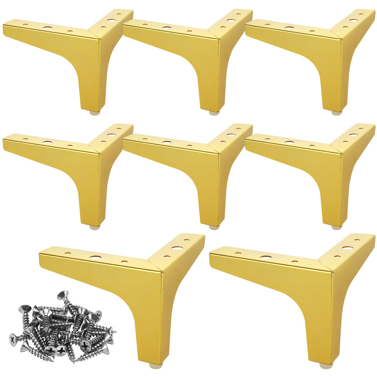 Pieds de meubles or en métal de 10cm, lot de 8 pour rehausser vos canapés et tables de salon