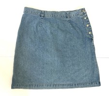 Vintage GAP Y2K Denim A-Line Skirt 12 100 Cotton Side Snap Med Blue Preppy EUC