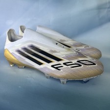 Adidas F50 Elite Laceless FG White Gold Football Soccer Cleats Mens Sz 8 JH7625
