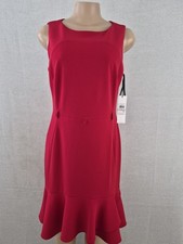 Calvin Klein Women's Red Sleeveless Knee-Length Sheath dress / ruffle  Size 12