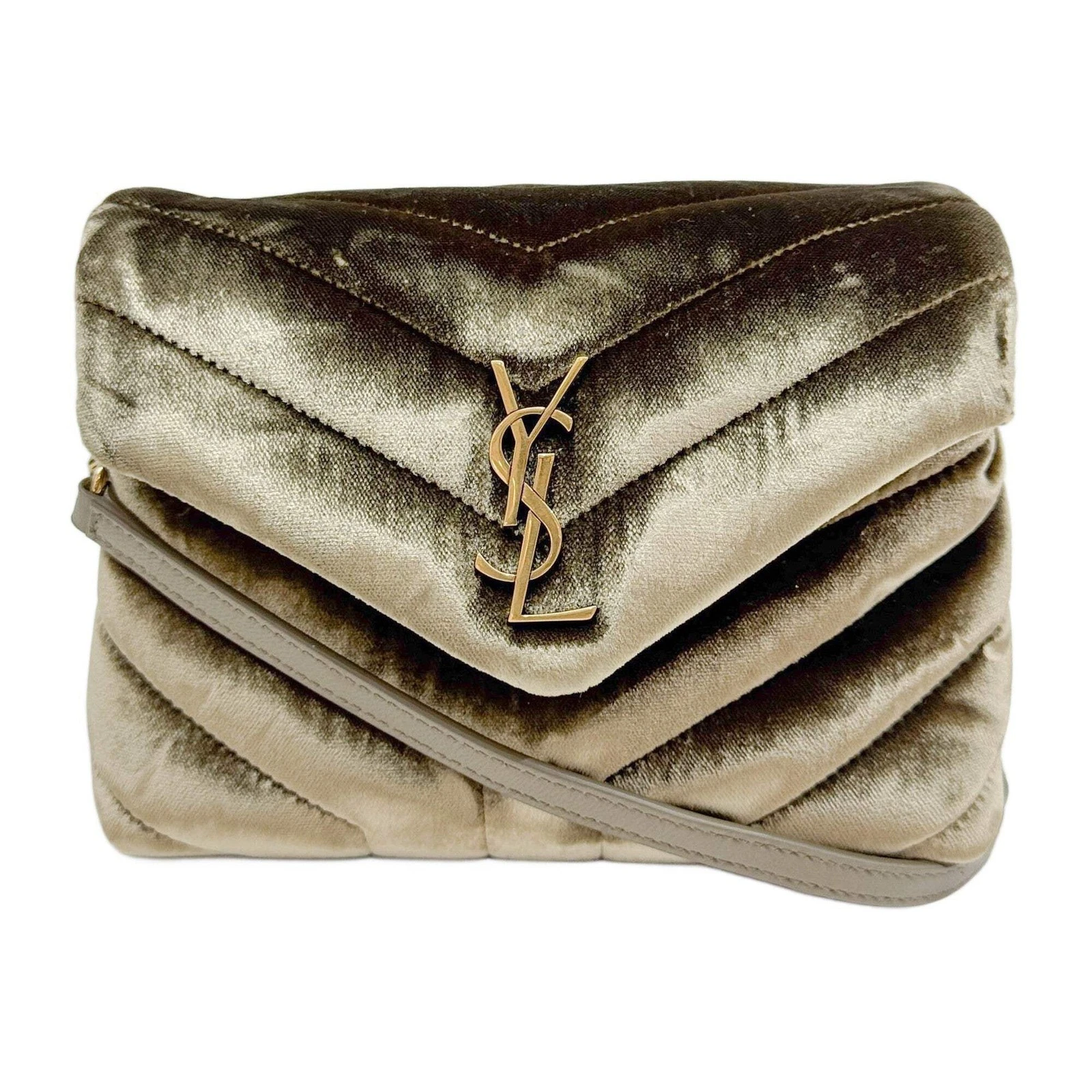Saint Laurent — SAINT LAURENT Loulou Olive Green Velvet Shoulder Bag