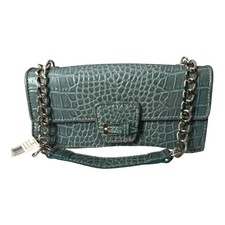 Vintage Liz Claiborne Teal Hand Bag Purse 90's New Old Stock Chain Strap Buckle