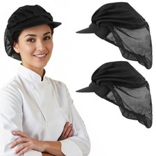 2 Pcs Black Chef Hats Mesh Breathable Kitchen Cooking Caps Kitchen Baker Cooking