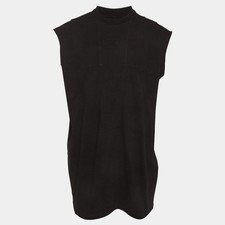 Rick Owens Black Cotton Sleeveless Splintered Tarp TShirt M