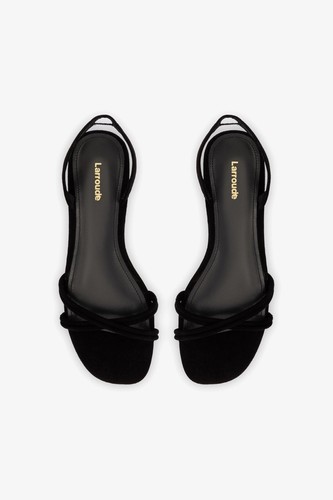 Larroude ANNIE Flat Sandals Black Suede BNIB. Size 5.5 Out Of stock Online !