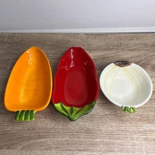 Pier 1 Vegetable Shaped Serving Dishes. Condiments, Dips, Salsa. Lot Of 3. 