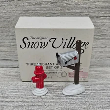 Department 56 Snow Village Fire Hydrant & Mailbox Set Holiday Decor