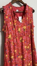 Gap Maternity Floral Midi Dress M Ruffle Cottage-core Sleeveless Tassels NWT