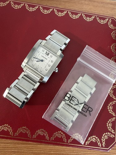 Cartier WE110007 Medium 30mm Tank Francaise Diamond Markers w/ Box
