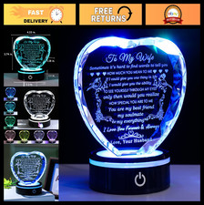 Romantic LED Base Gifts for Wife - Colorful Crystal Keepsake for Anniversary B