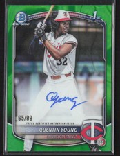 2025 Topps Bowman Chrome Quentin Young #CPA-QY Green Raywave Auto 65/99 1st