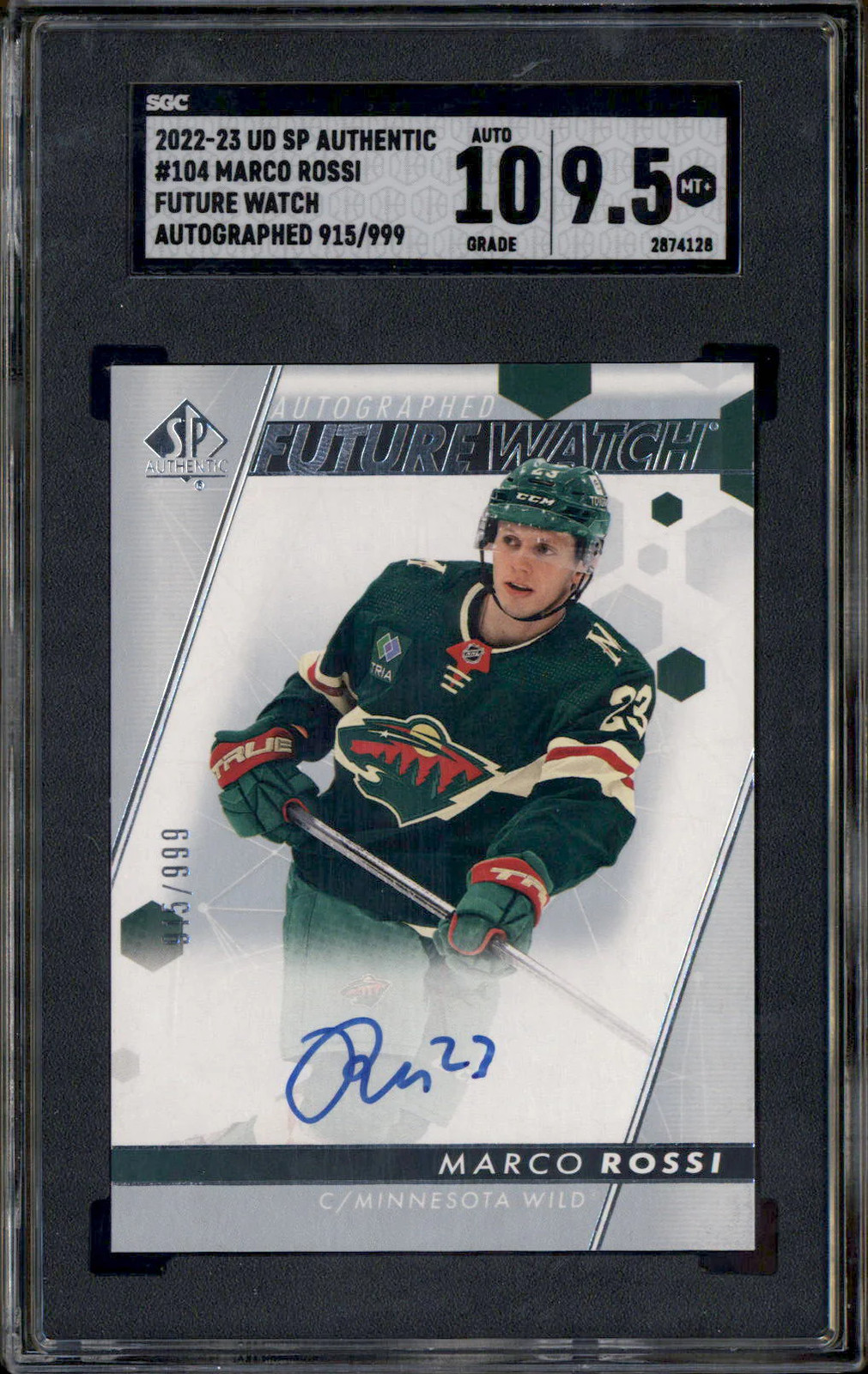 2022-23 UD SP Authentic Future Watch Autograph Marco Rossi Auto /999 SGC 9.5