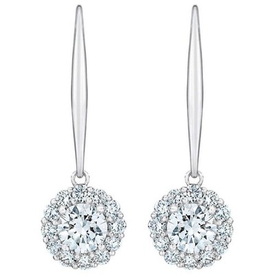 0,89 kt TW Diamant zarte florale Form Hänger Creolen Laborgezüchtet Ohrringe Silber 1 Zoll