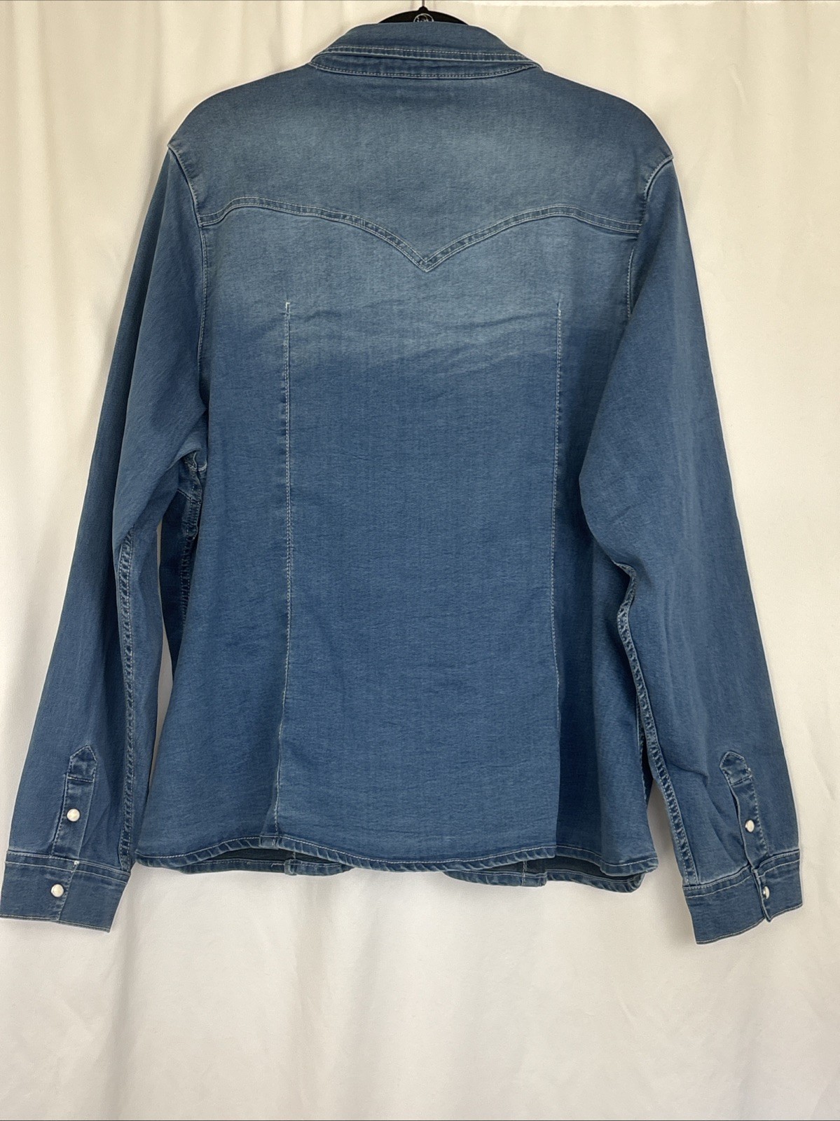 True Religion Women’s 3x Denim Western Shirt Long Sleeve Button Up Pearl Snap thumbnail 2
