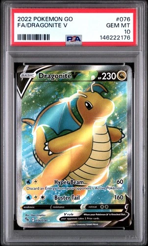 2022 POKEMON GO #076 FULL ART/DRAGONITE V PSA 10