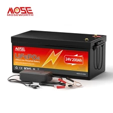 24V 200Ah LiFePO4 Deep Cycle Lithium Battery 200A BMS RV Solar Off-grid Marine