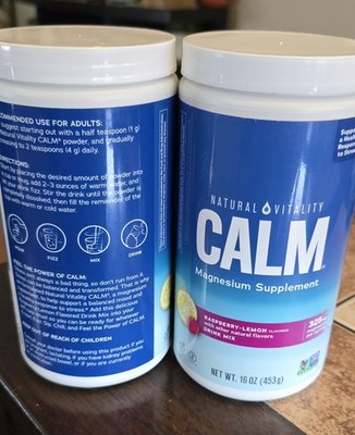 Lot Of 2 Natural Vitality Calm Anti Stress Drink, Raspberry Lemon - 16oz 