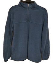 Croft  Barrow Men  s Medium Blue Fleece Quarter-Zip Pullover w/ Pockets EUC