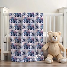 Velveteen Plush Blanket Floral Elephants Soft Cozy Throw