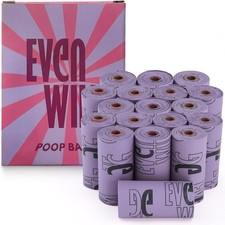 Eco-Friendly Dog Poop Bags 18 Rolls Unscented Leak-Proof Purple Waste Bags Pet