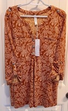 Dear Scarlett Paisley Brown Beige Split Neck ...