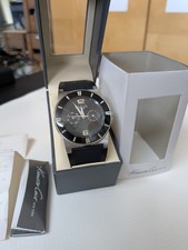 Kenneth Cole Watch Men KC1405 Silver Tone Black Dial Day Date