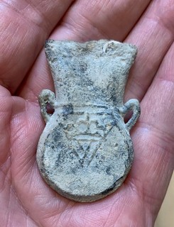 MEDIEVAL LEAD ALLOY PILGRIM'S AMPULLA OUR LADY OF WALSINGHAM CROWN W