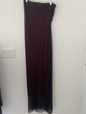 Nicole Miller Collection Two-Tone Mesh Maxi Dress Red Black Strapless Size 6 VTG