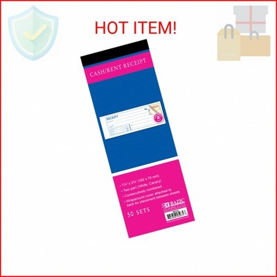 BAZIC PRODUCTS Receipts Book, Money Cash Rent Receipts for Landlords, Business &
