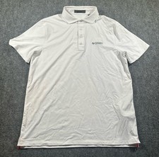 G Fore Men  s Large White Solid Polo Shirt Power Design Embroidery eUC