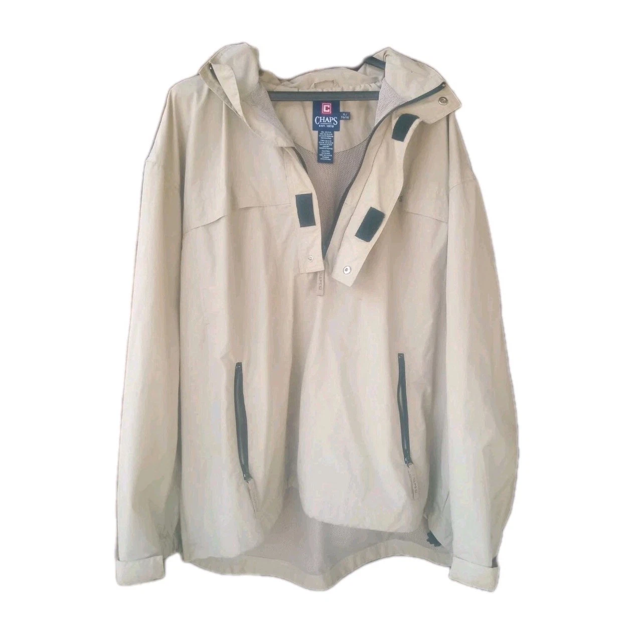 Ralph Lauren CHAPS Windbreaker Pullover Mens Size XL Nylon Tan