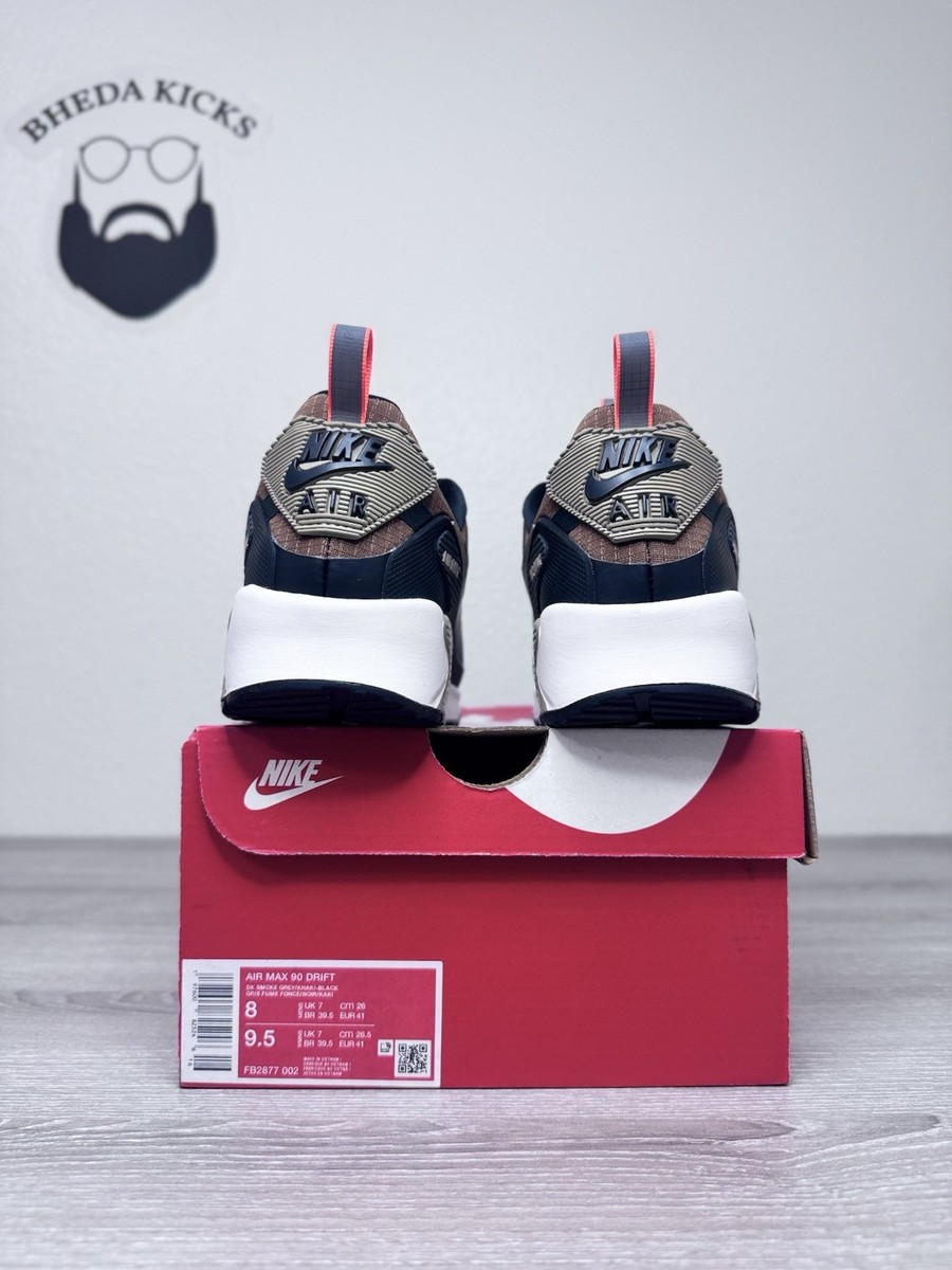 Size 8 - Nike Air Max 90 Drift Dark Smoke Grey Khaki Black Crimson