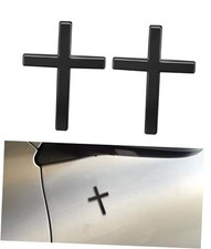 2PCS 3D Cross Stickers,Car Accessories Decals for Vehicles,Self Adhesive Black