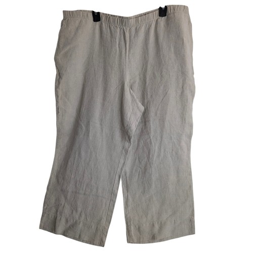 NWT J. Jill Love Linen 100% Linen Cropped Pants Womens XL Flax Beige Wide Leg