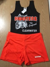 New Hooters Girl Uniform Tank  Shorts Black/Orange From Florida Size Small