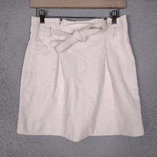 Free People Mini Skirt Women's 4 Light Pink Faux Leather A-Line Belted Waist