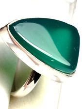 ATTRACTIVE NATURAL SEA GREEN CHALCEDONY STERLING SILVER 925 RING SIZE 7.0-7.25 
